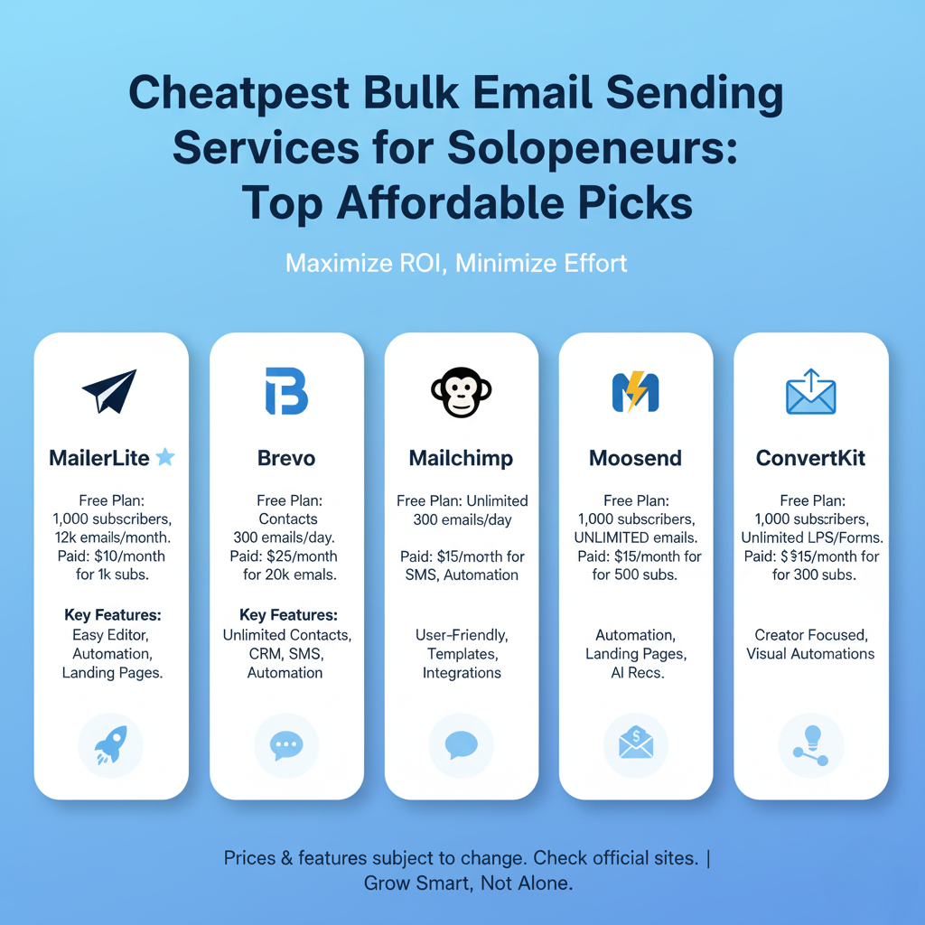 Cheapest Bulk Email Sending Services for Solopreneurs: Top Affordable Picks