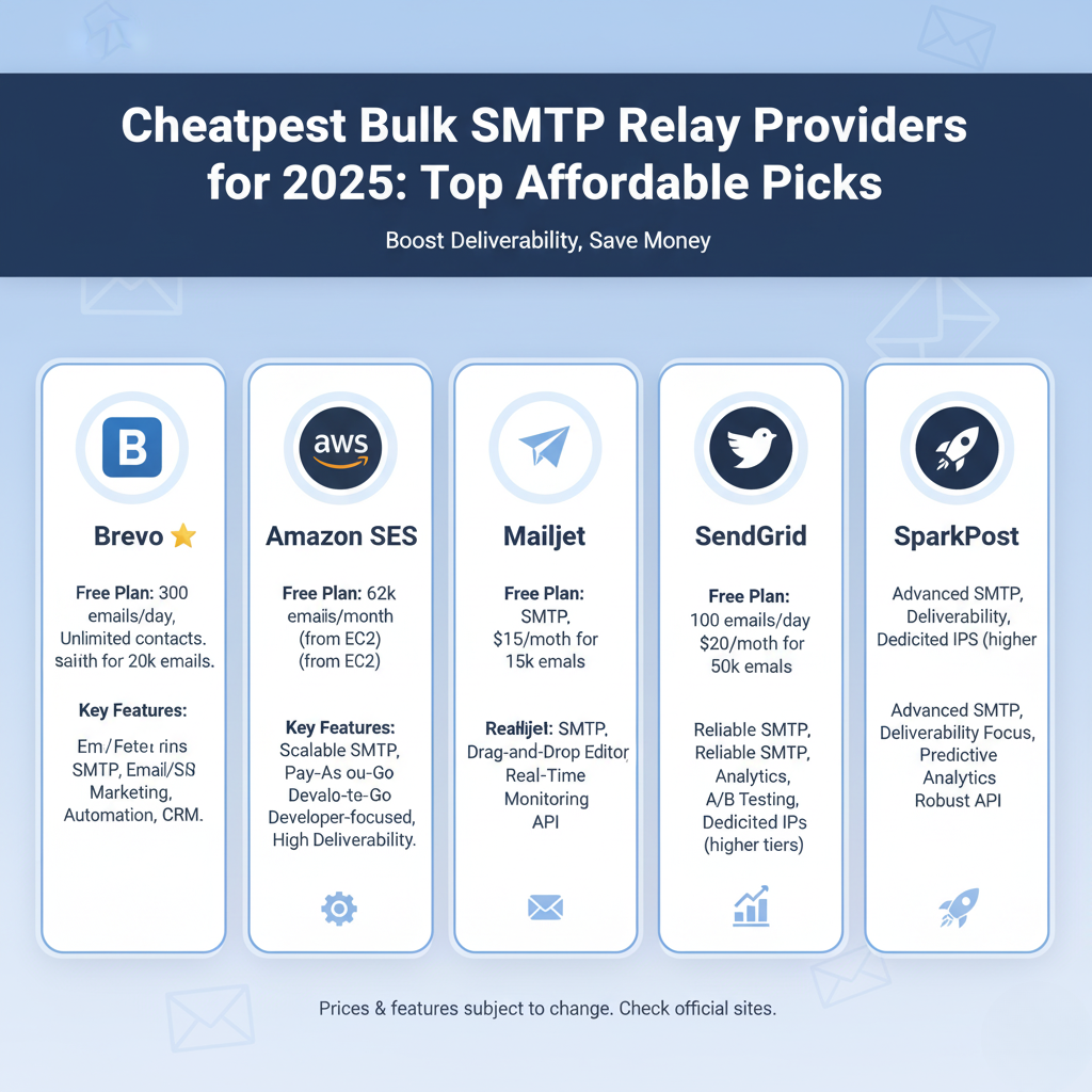 Cheapest Bulk Smtp Relay Providers for 2025: Top Affordable Picks